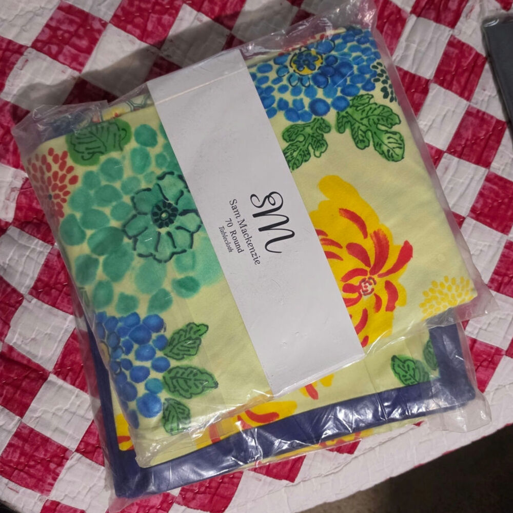 Sam MacKenzie Floral 70 Round Cottagecore Tablecloth Set 6 Placemats NWT